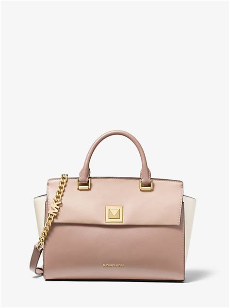 michael kors sylvia medium crossgrain leather satchel|Sylvia Medium Tri.